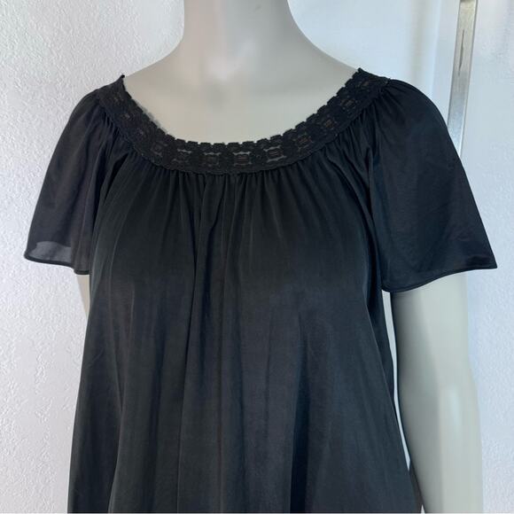 Vintage Babydoll Sheer Black Slip Dress Nightgown Fairy Grunge Coquette Goth - Picture 2 of 7